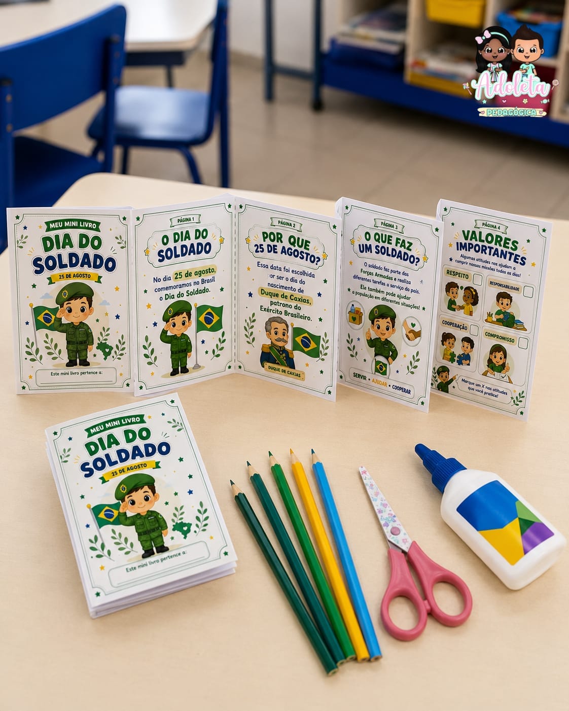 Mini Livro Sanfonado Dia do Soldado